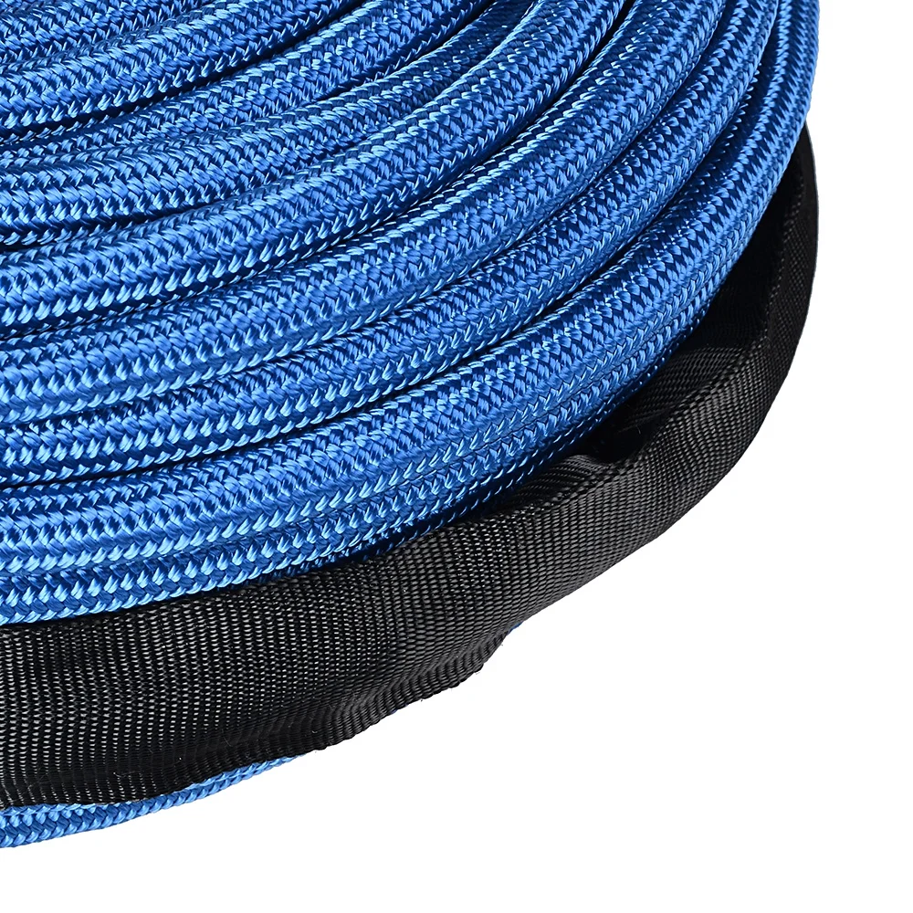 Astra Depot Blue 3/8" x 95ft Synthetic Winch Rope 22000lbs Dyneemas Winch Cable Line Sleeve Protection Car Tow Recovery Cable for 4WD Off Road Vehicle Jeep SUV Truck