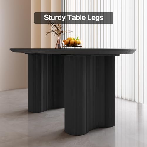 Dining Table Set for 6, Accent Dining Table with 6 Chairs, 55" Oval Table with Comfy High Elasticity Chairs, Modern Dining Tables with 6 Chairs for Dining Room, Kitchen
