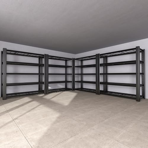 5-Tier Heavy Duty Garage Shelving Unit with Wire Shelves,3000 LBS Capacity Metal Storage Rack 76"H x 60"W x 24"D,Adjustable Boltless Steel Shelves for Garage,Basement,Pantry,Warehouse.1 Pack