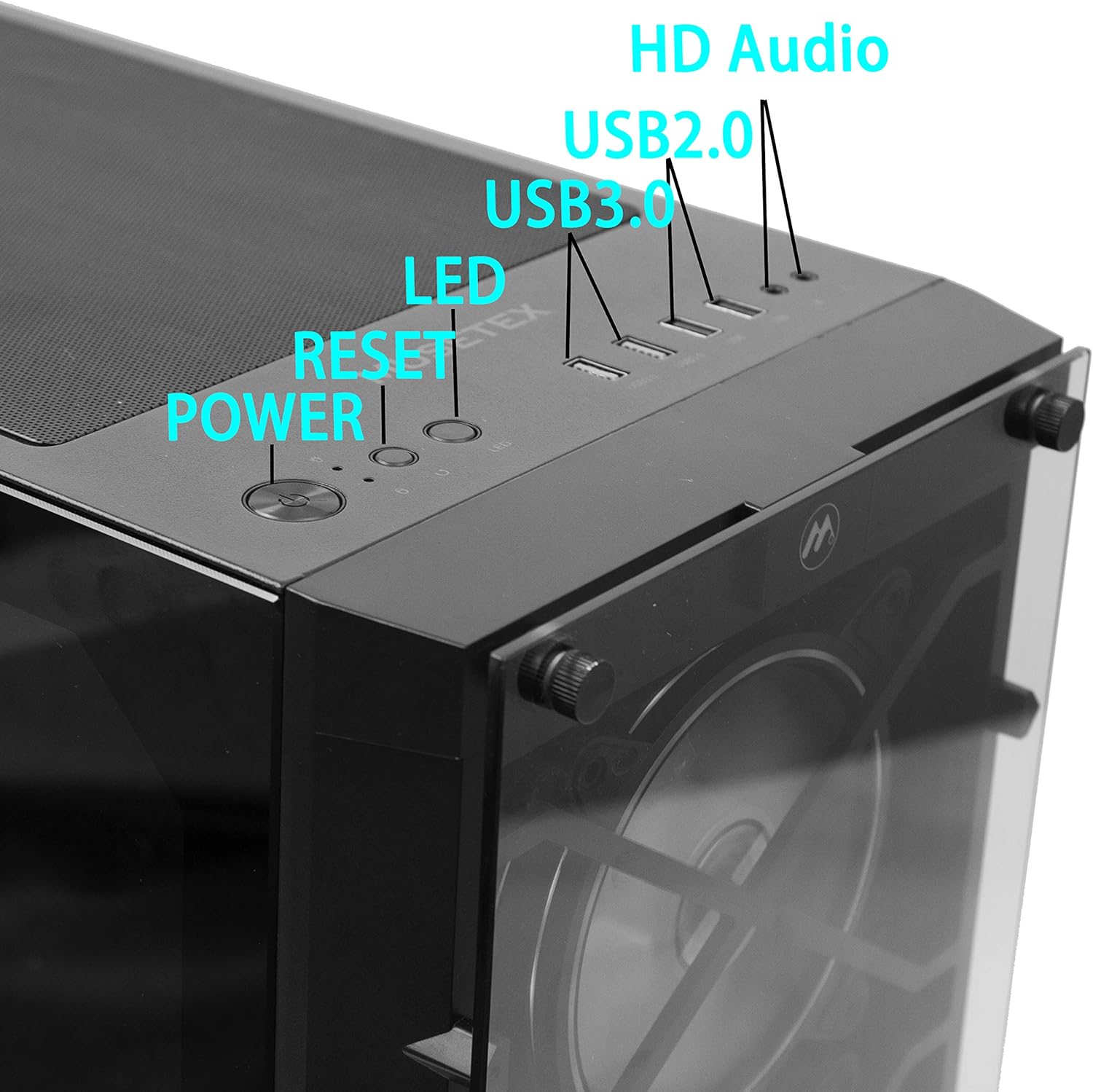 MUSETEX USB 3.0 Ports & 6 PCS 120mm LED ARGB Fans Pre-Installed ATX Mid Tower Computer Gaming Case with Remote Control Tempered Glass (BX6-MN6)