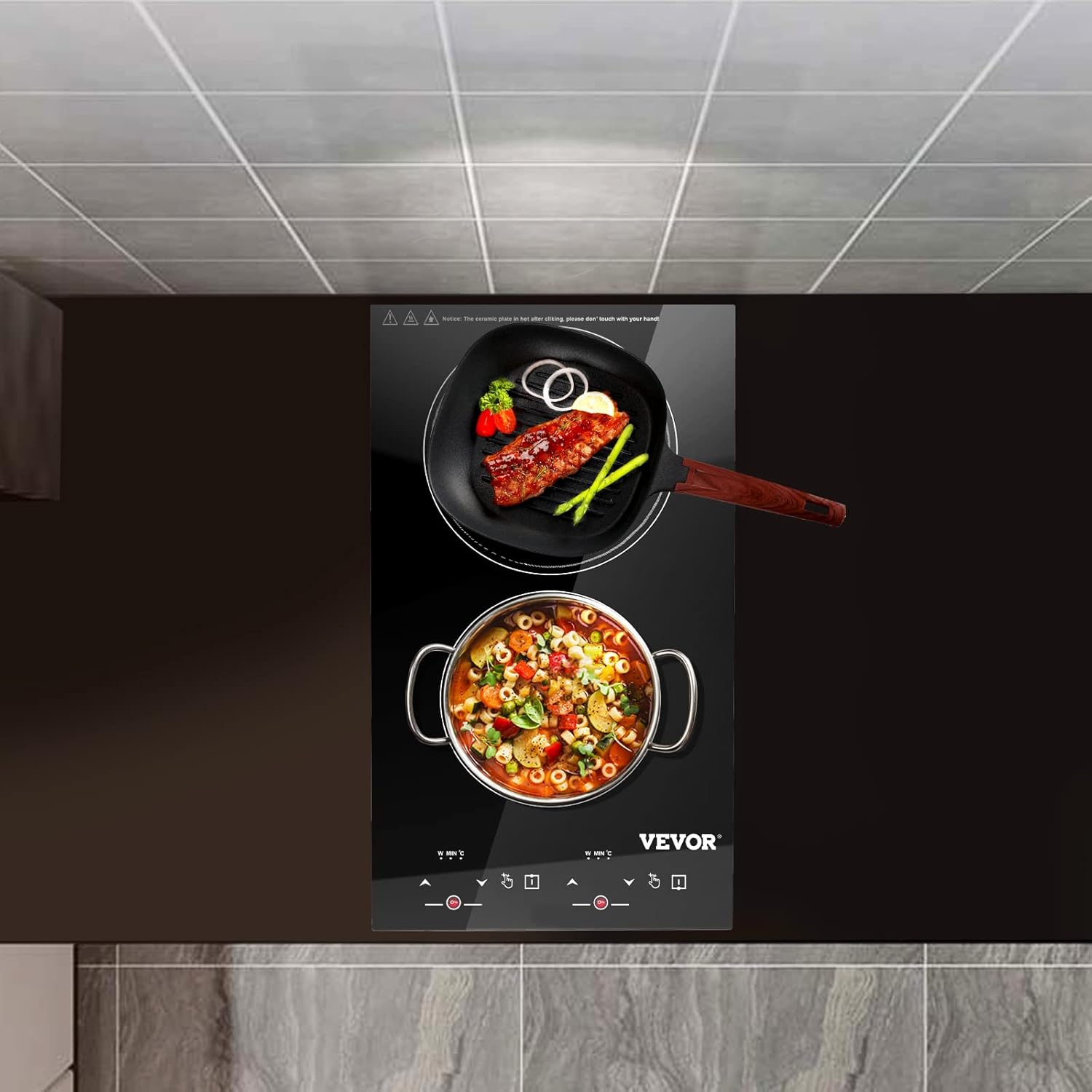 VEVOR Built-in Induction Electric Stove Top 5 Burners,35 Inch Electric Cooktop,9 Power Levels & Sensor Touch Control,Easy to Clean Ceramic Glass Surface,Child Safety Lock,240V