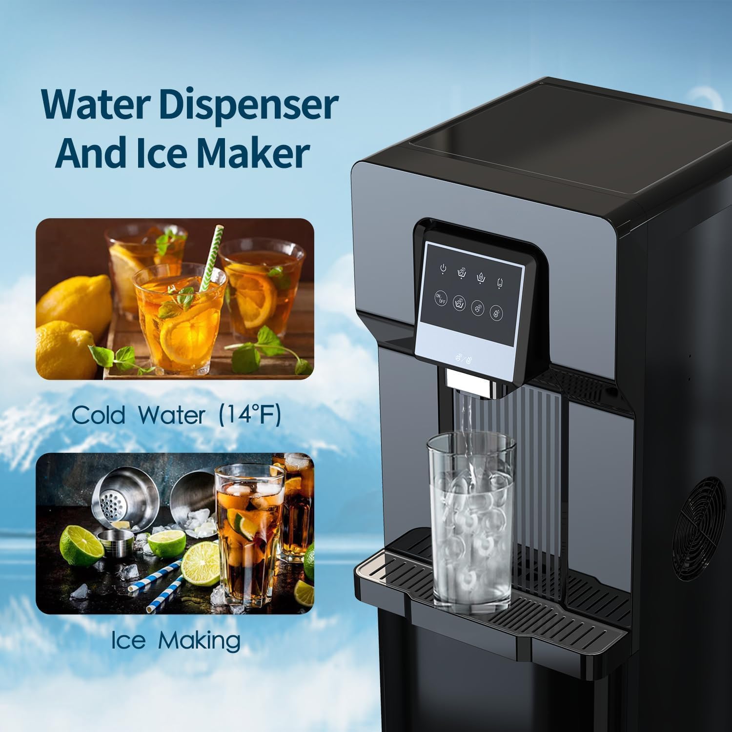 Water and Ice Dispenser Bottom Load Self-Making Ice Machine and Water Cooling