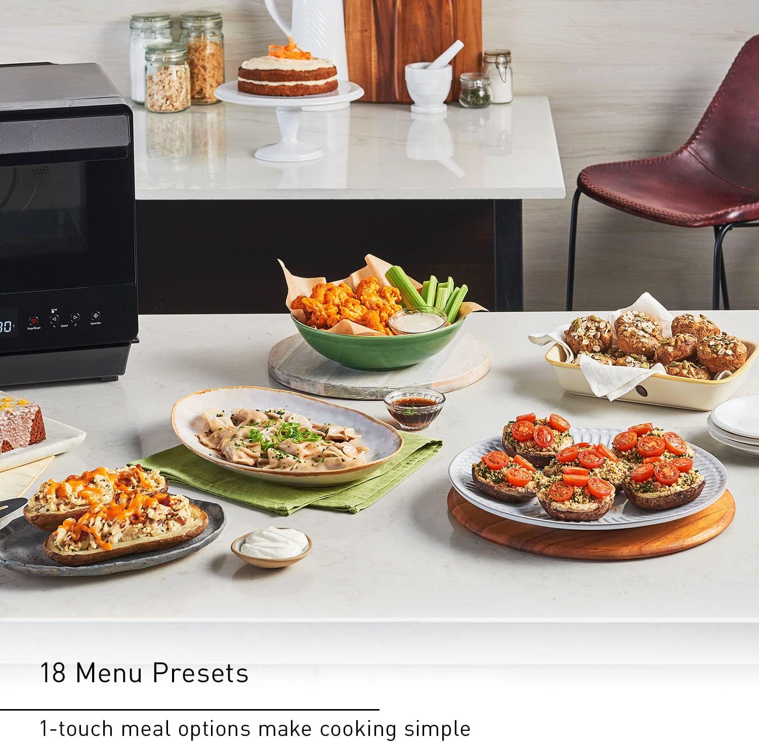 Panasonic HomeChef 7-in-1 Compact Oven with Convection Bake, Airfryer, Steam, Slow Cook, Ferment, 1200 watts, 7 cu ft with Easy Clean Interior - NU-SC180B (Black)