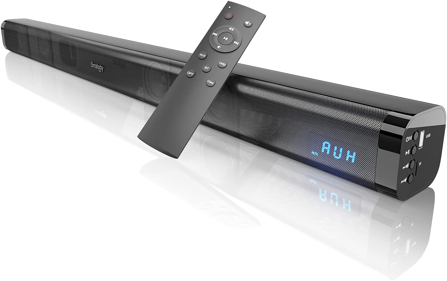 Smalody Soundbar, 31 Inch Sound Bar for TV with LED Display, Home Theater System - Connects to Bluetooth, Optical, Coaxial, AUX Input, Connection