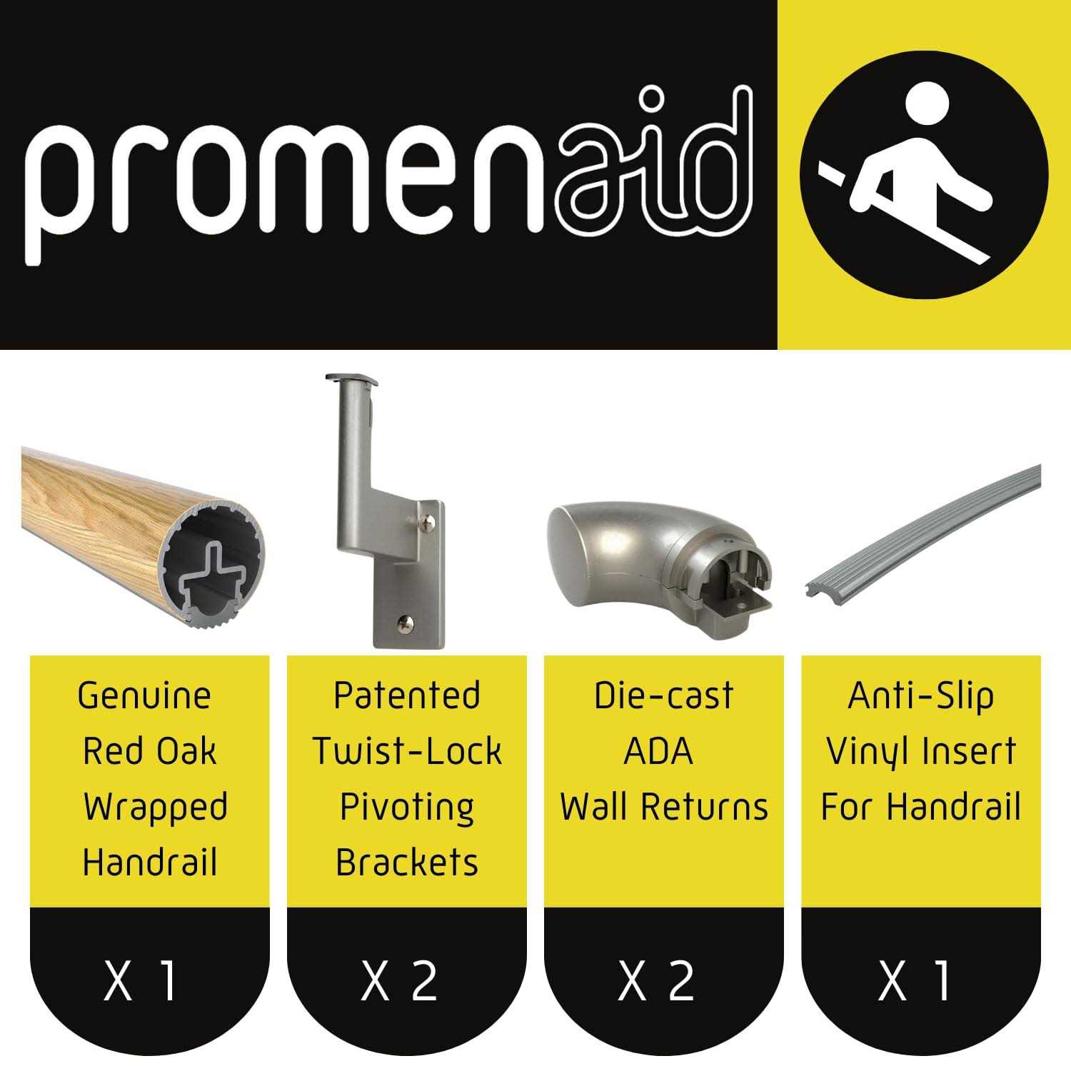 Promenaid Handrail Kit Complete Indoor Hand Rail for Steps Aluminum - Shop Hardware Tools Online Store