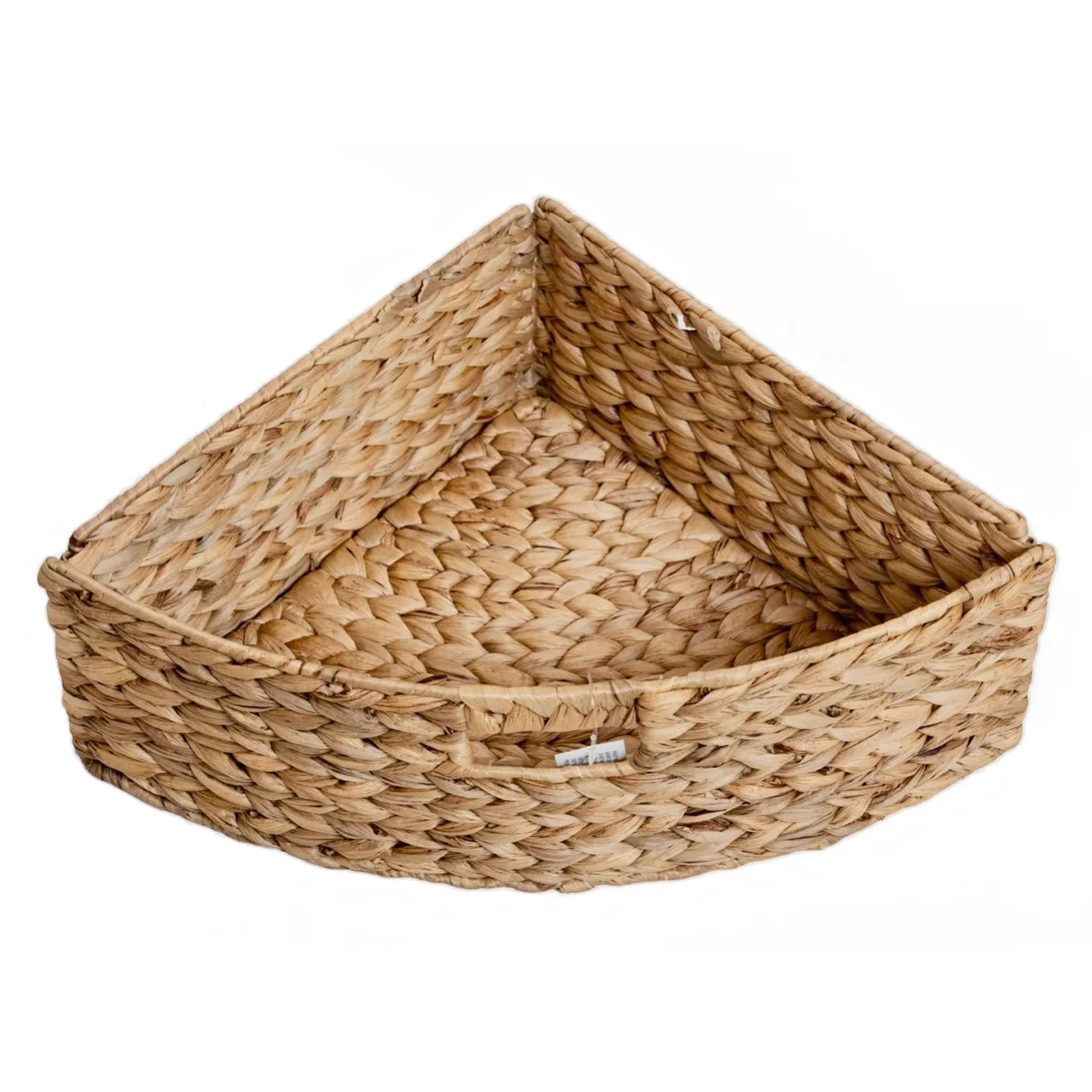 Hampton Meadows 3 Tier X-Side Corner Table Storage Cabinet with 3 Natural Water Hyacinth Wicker Baskets for Living Room, White