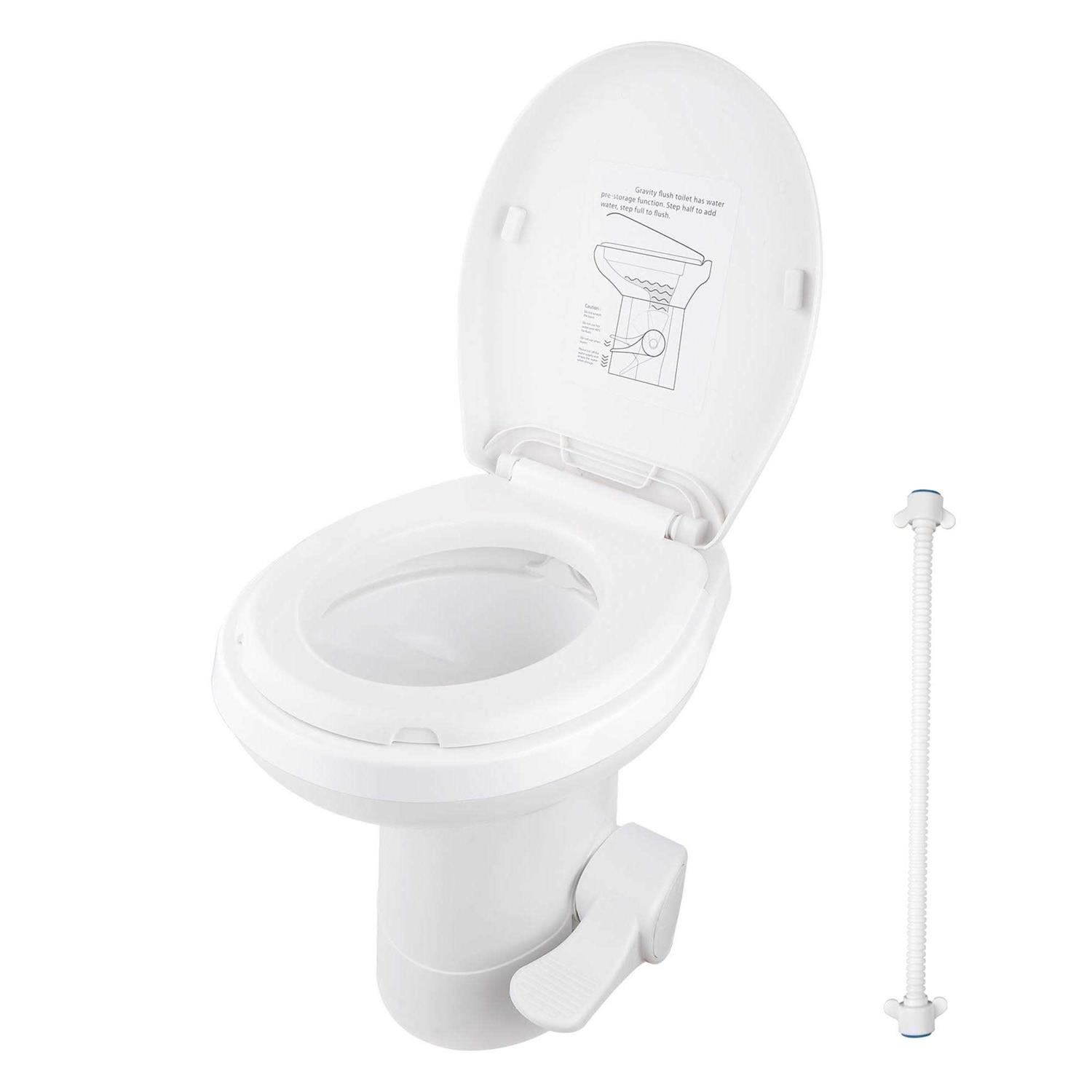 Yescom Gravity Flush Toilet RV Toilet Foot Pedal Flush HDPE 20 High Profile Motorhome Caravan Travel - Shop Hardware Tools Online Store