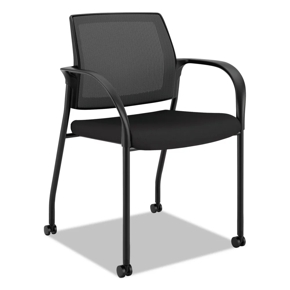 HON HIGS6.F.H.IM.CU10.T Ignition 300 lbs. Capacity Mesh Back Stacking Chair with Casters - Black