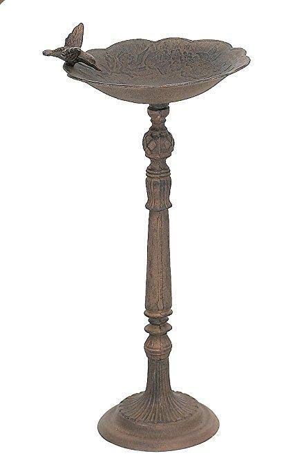 GSM Cast Iron Birdbath Adorned with Hummingbird