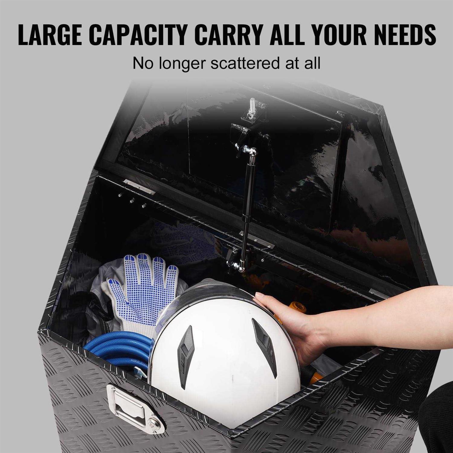 VEVOR Trailer Tongue Box, Aluminum Alloy Diamond Plate Tongue Box Tool Chest, Heavy Duty Trailer Box Storage with Lock and Keys - Shop Hardware Tools Online Store