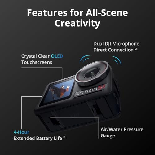 DJI Osmo Action 5 Pro Adventure Combo, with 64GB microSDXC Card - Waterproof Action Camera with 1/1.3" Sensor, 4K/120fps Video, Action Camera 4K Ideal for Sports, Vlog