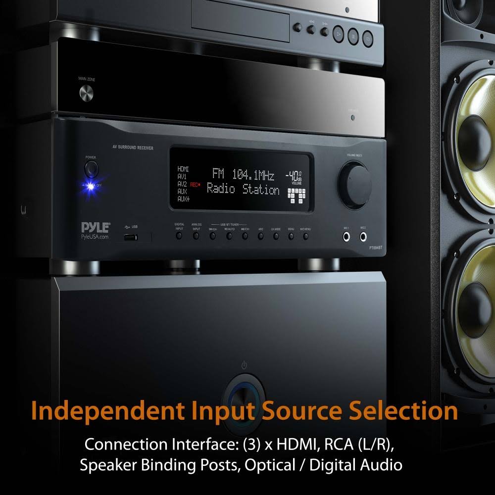 5.2-Channel Hi-Fi Bluetooth Stereo Amplifier - 1000 Watt AV Home Speaker Subwoofer Sound Receiver w/Radio, USB, RCA, HDMI, Mic i