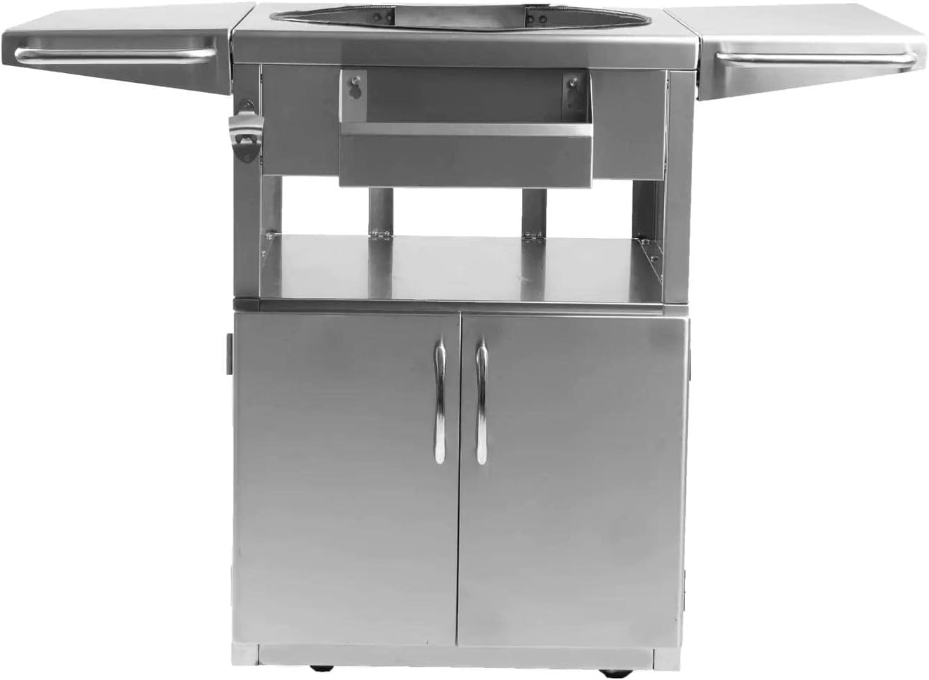 BBQGUYS Signature Stainless Steel Grill Cart for 18-Inch Kamado Grill - Fits The Blaze Kamado, Big Green Egg Large, & Kamado Joe Classic - BBQ-KGC-SS