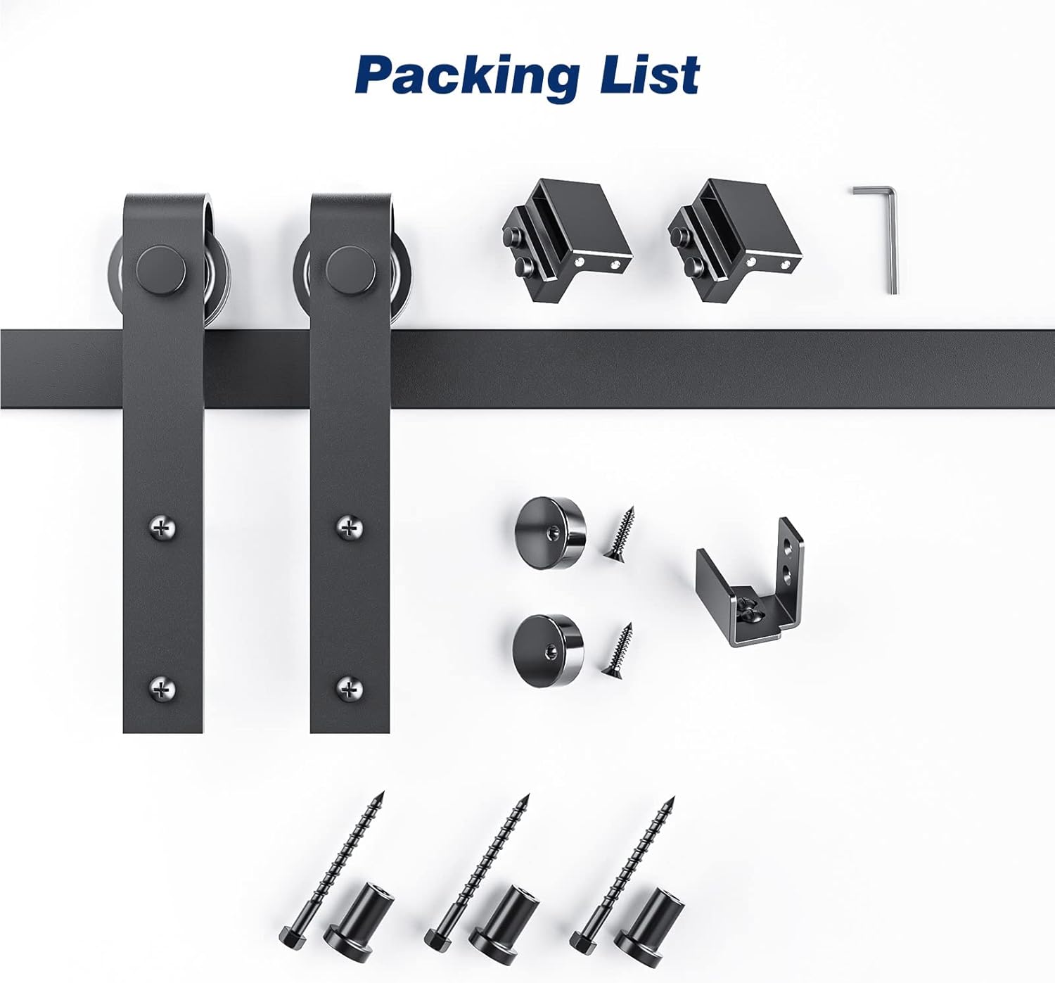 EaseLife 5 FT Cabinet Mini Sliding Double Barn Door Hardware Track Kit,Easy Install,Slide Smoothly Quietly,Apply for Storage Window TV Stand and Other Shielding (No Cabinet)
