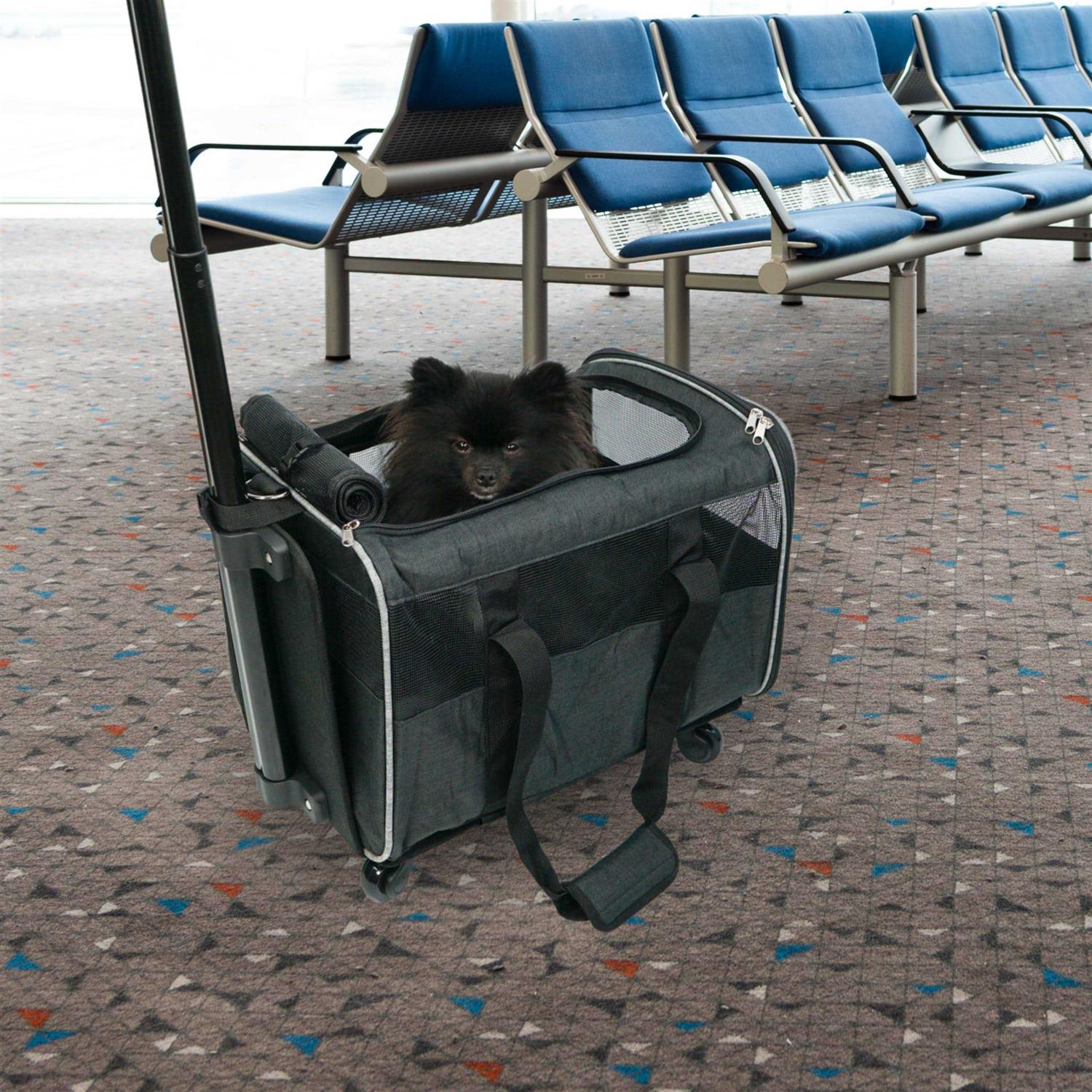 Pet Carrier with Wheels – Airline Approved – Rolling Pet Carrier – Soft Dog &amp; Cat Travel Carrier - Pet Supplies online store