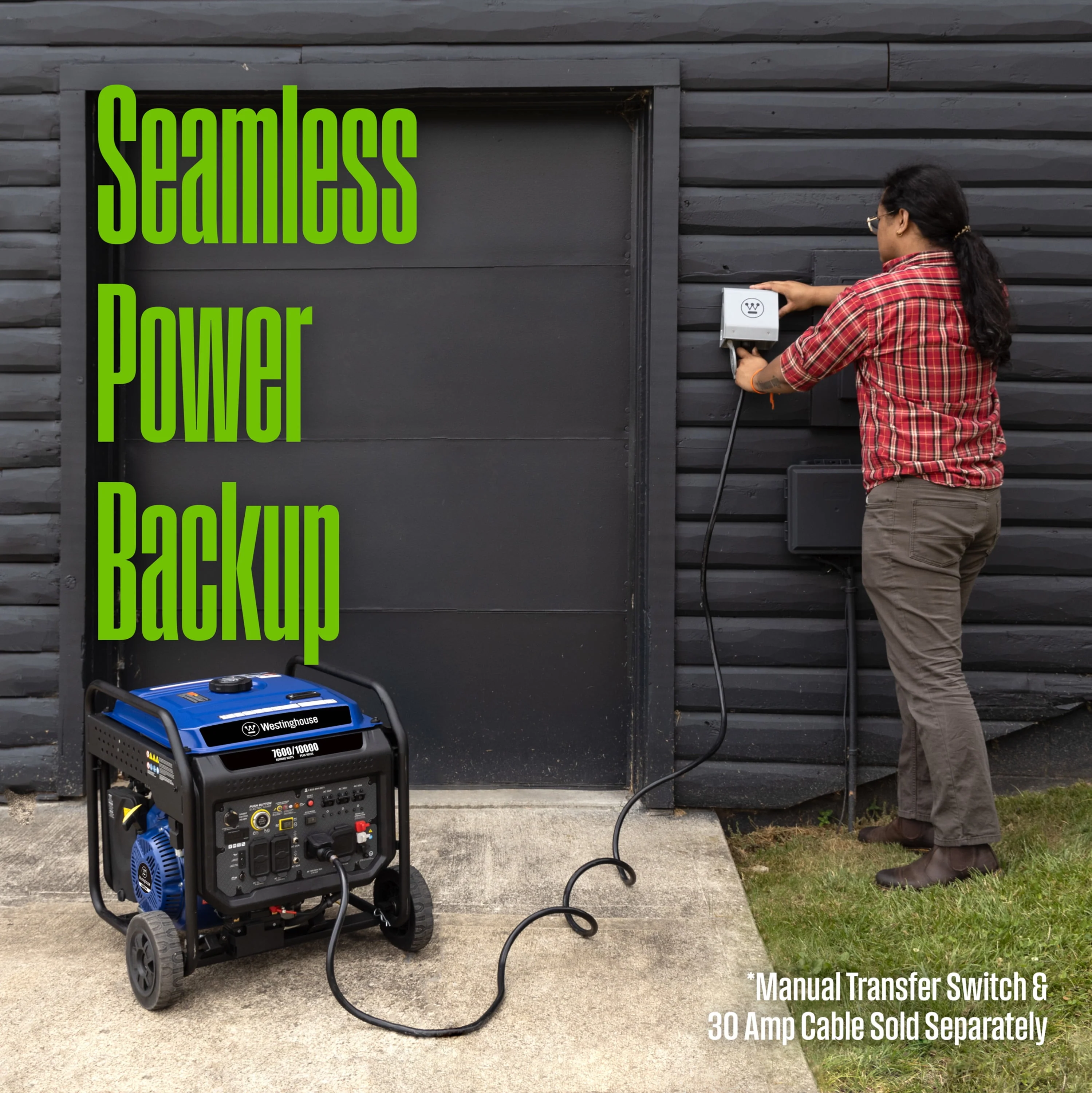 Westinghouse 10,000 Peak Watt Portable Inverter Generator, Gas Powered, Remote Start with CO Sensor