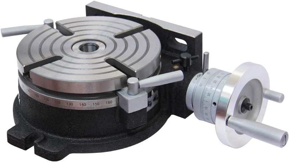 KAKA Industrial 8” Rotary table TSL Vertical & Horizontal MT3 Center Sleeve Rotary Table 4 slot Precision Milling Table(HV-8)