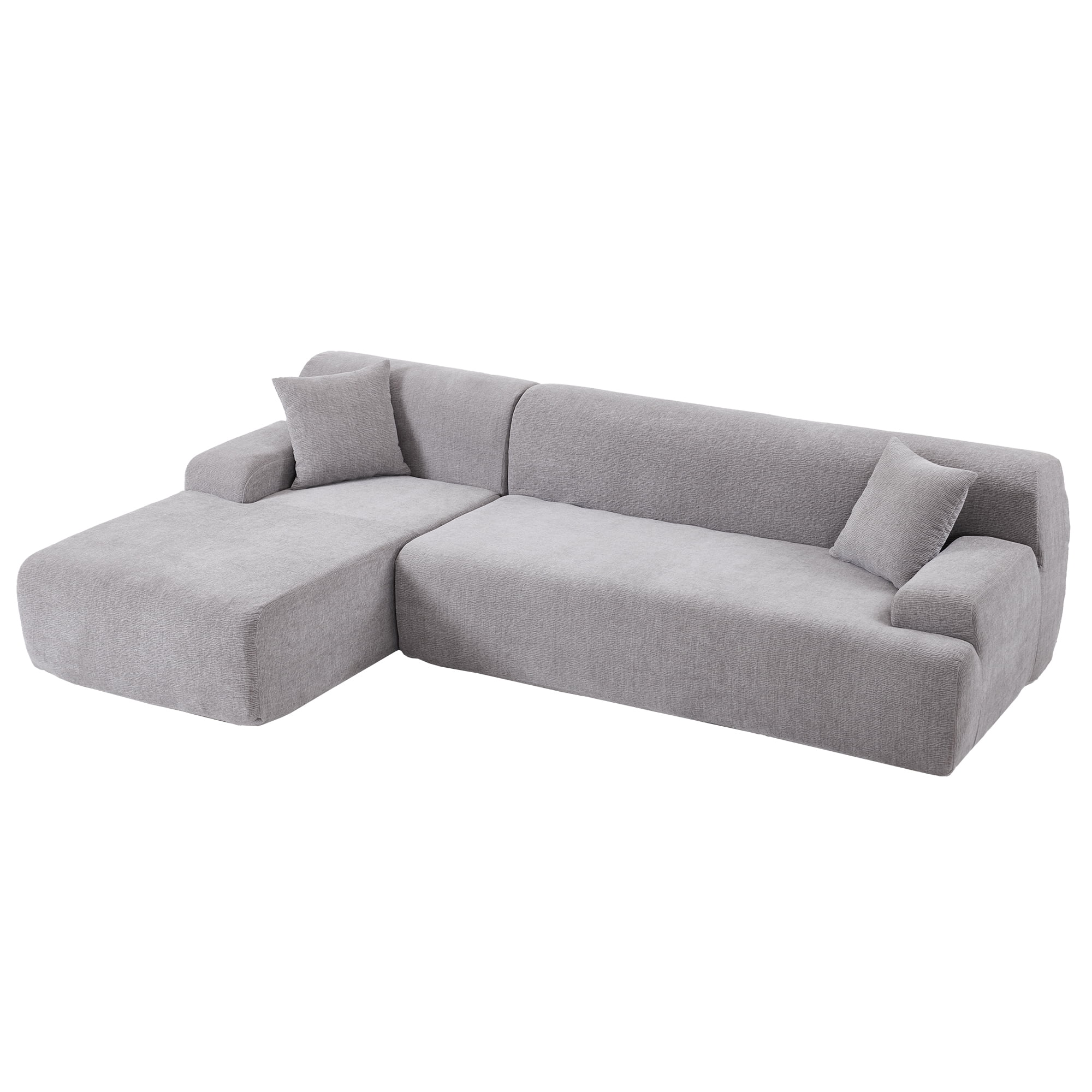 Dawn Whisper Modern Large L-Shape Modular Sectional Sofa for Living Room,  Bedroom, Salon, 2 Piece Free Combination, Simplified Style in Gray