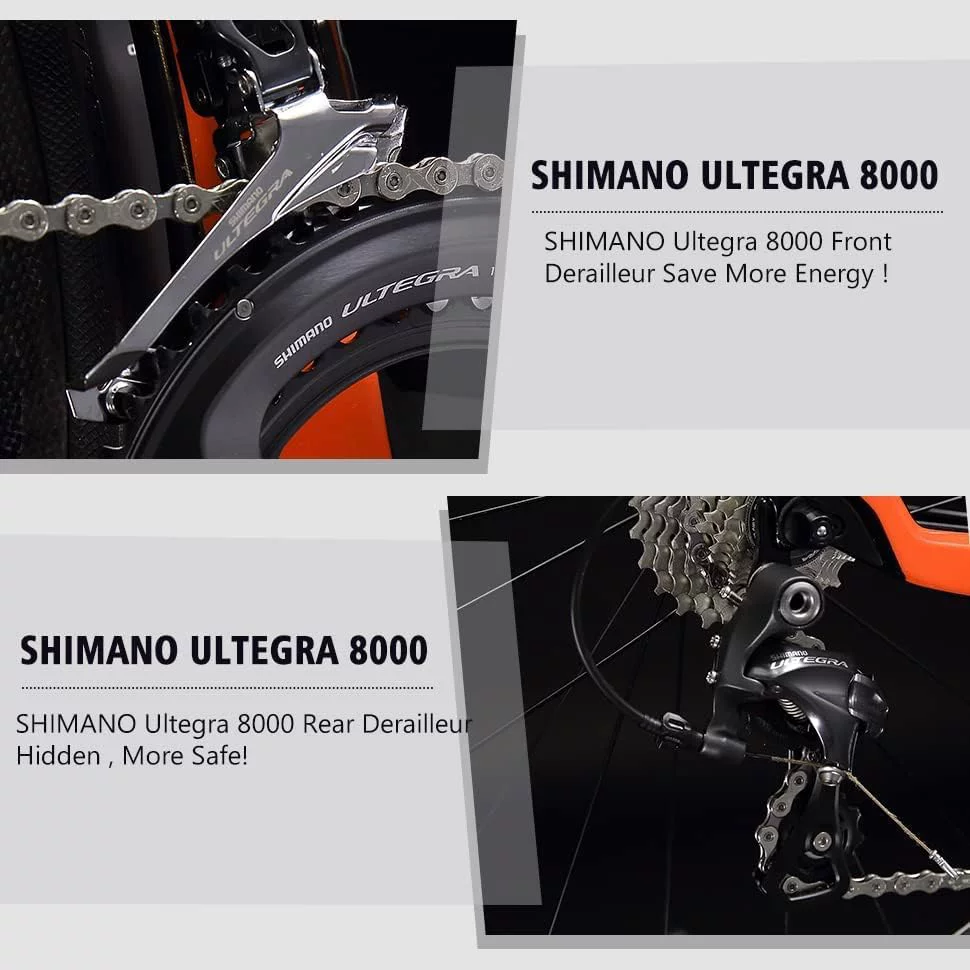 SAVADECK Carbon Road Bike 700C Carbon Frame Racing Bicycle with Shimano Ultegra 8000 22 Speed GroupSet, 25C Tire for Men/Women.(Black 47cm)