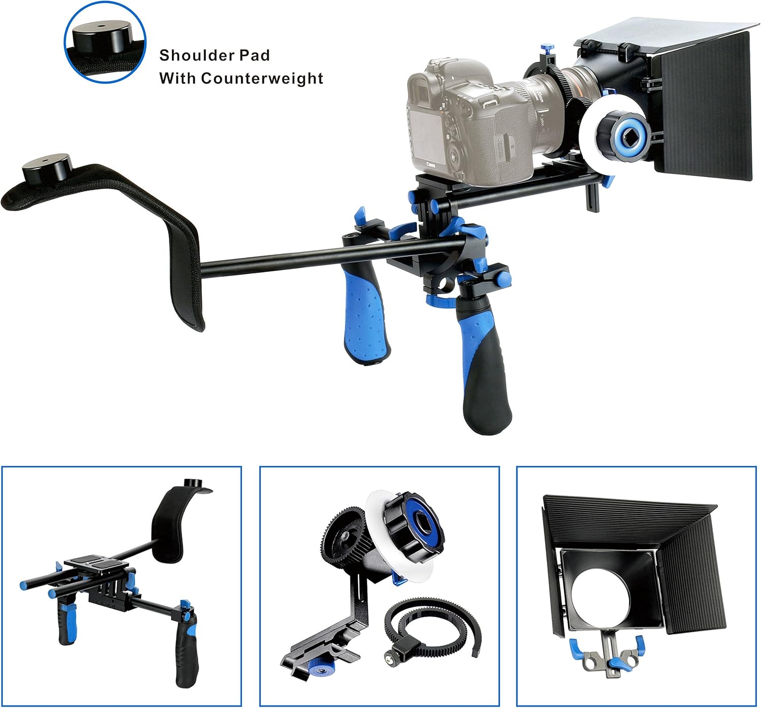 Morros DSLR Rig Movie Kit Shoulder Mount Rig with Follow Focus and Matte Box for All DSLR Cameras and Video Camcorders