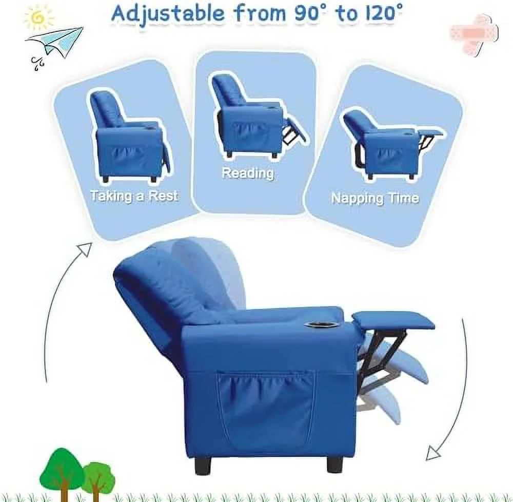 CHNJHUM Recliner Chair  Toddler Recliners for  Age 0-5 with Cup Holder  Side Pockets and Non-Slip Footstool  Small Recliner for Girls Boys Baby Bedrooms  Children's Rooms - Curated Treasures Market