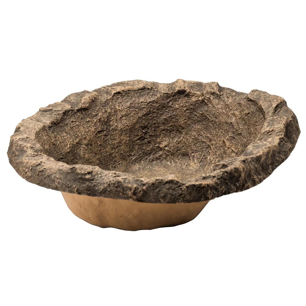Small Flower Faux Rock Fiberglass Garden Decorative Water Pond, 17 Gallon Sandstone Outdoor Patio Bed Waterfall Pond