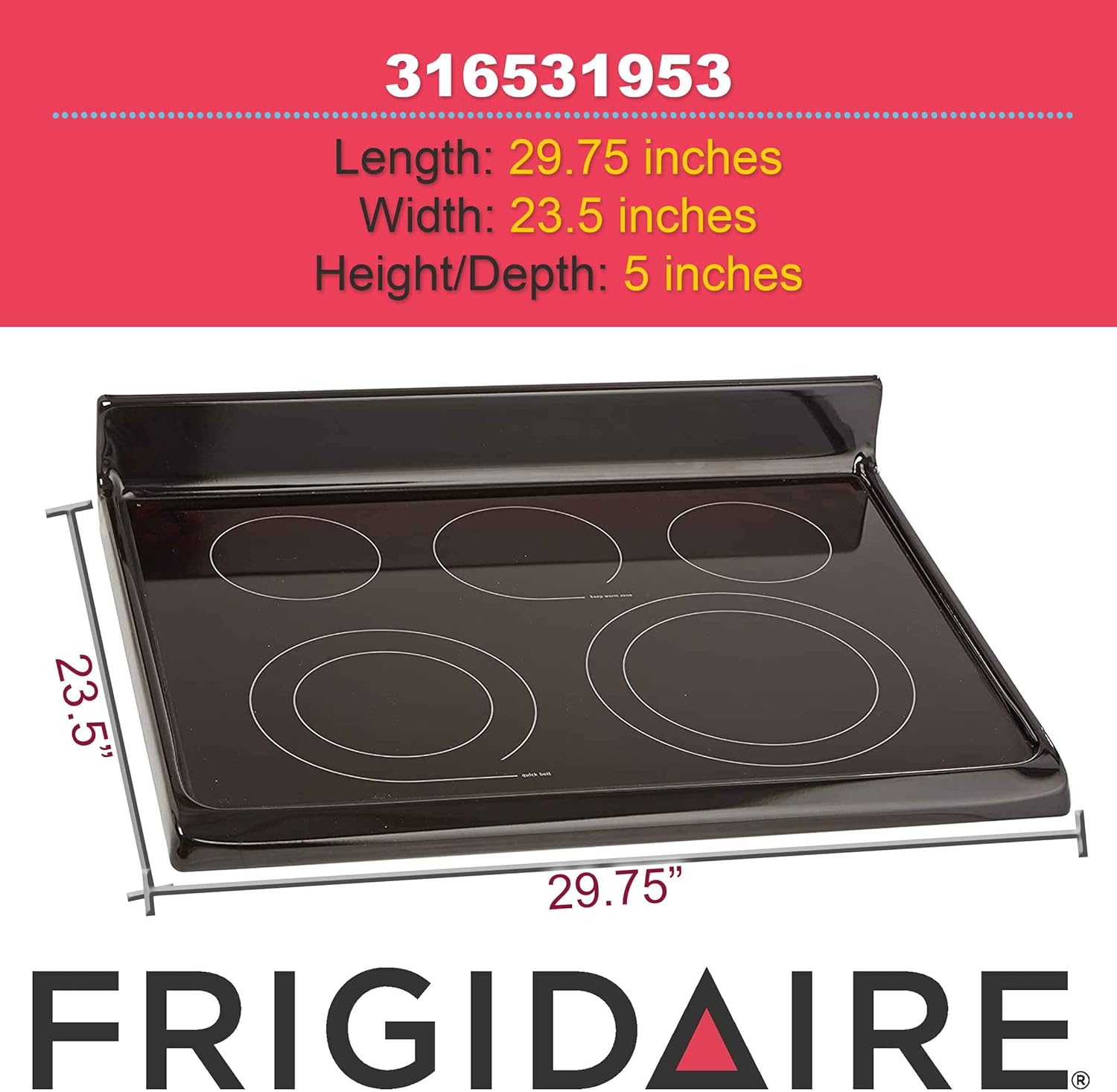 Frigidaire 316531953 Glass Cooktop Range/Stove/Oven