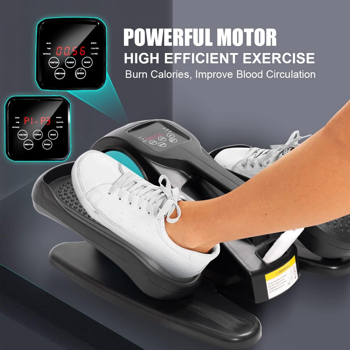 Under Desk Elliptical Machines for Home Use, Indoor Mini Electric Elliptical Bike Exerciser, Compact Leg Foot Pedal Exerciser with Remote & LCD Display (Black)