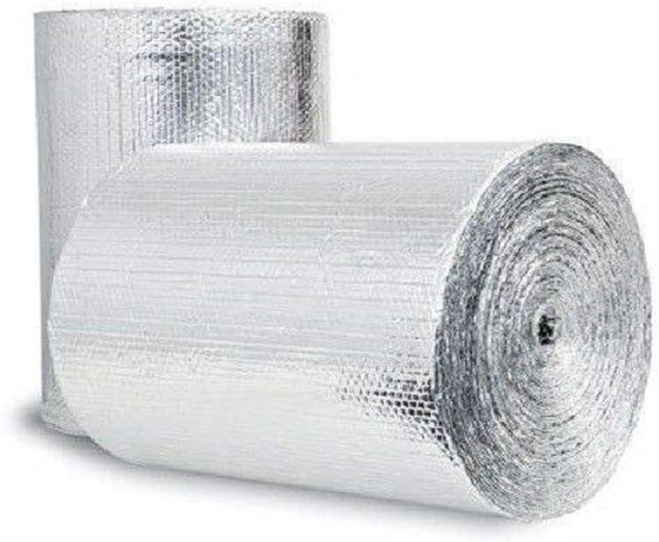 US Energy Products Double Sided Reflective Heat Radiant Barrier Aluminum Foil Insulation (1/4 Thick R8 Double Poly-Air) Roll: Walls Attics Air Ducts Windows Radiators HVAC Garages + More (24" x 25') Pack of 2