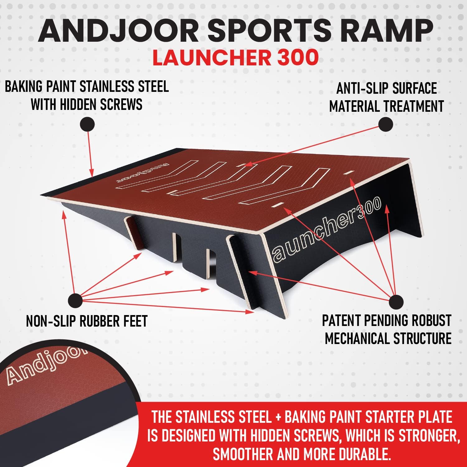Andjoor Skateboard ramp Bike ramp Scooter ramp Skate ramp RC ramp BMX ramp RC car ramp Bike ramps for Kids Jumping - Skateboard Accessories for Boys & Girls Display Skateboard Rack Floor Stand Holder