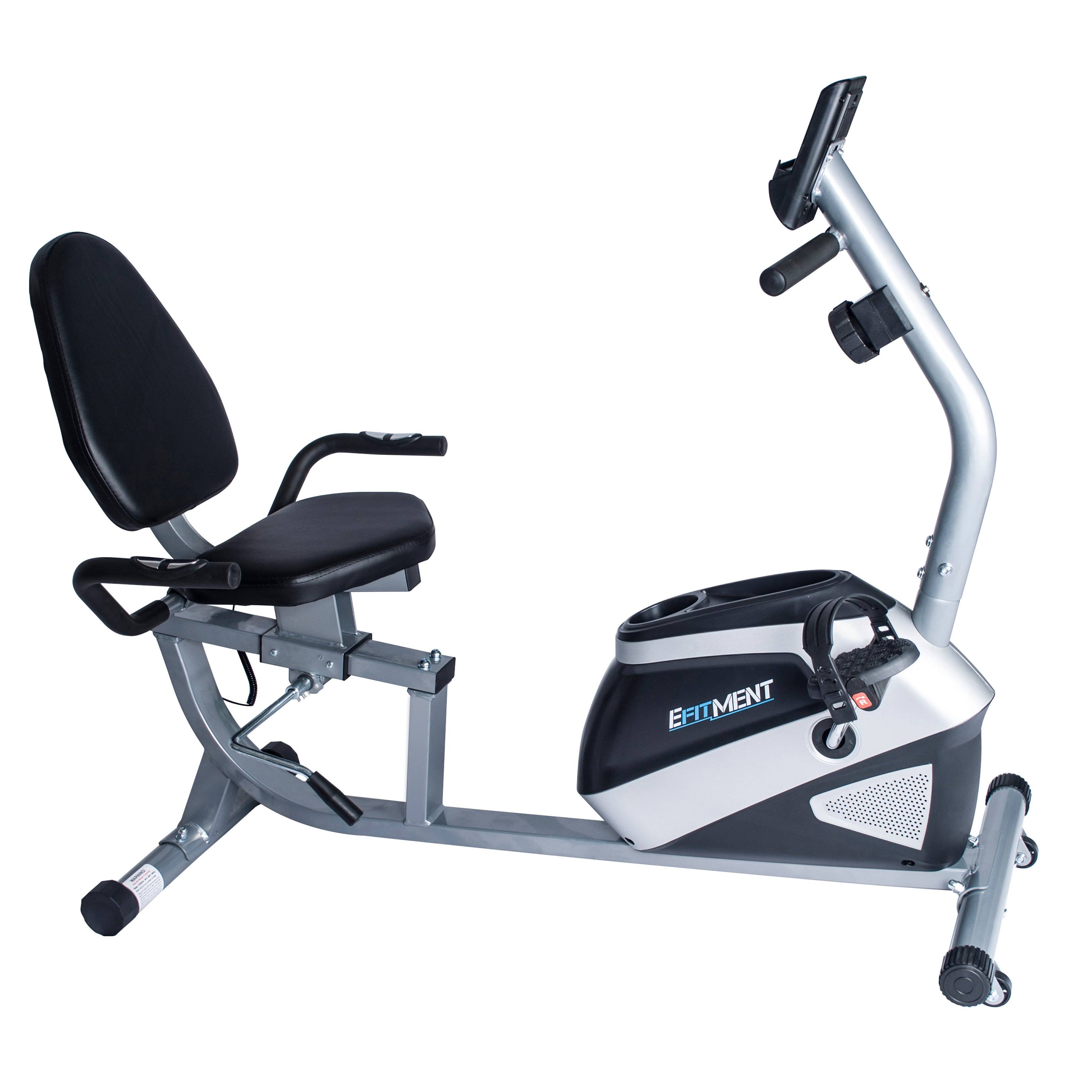 EFITMENT Magnetic Recumbent Bike Exercise Bike with High Weight Capacity, Easy Adjustable Seat, LCD Monitor with Pulse and Phone