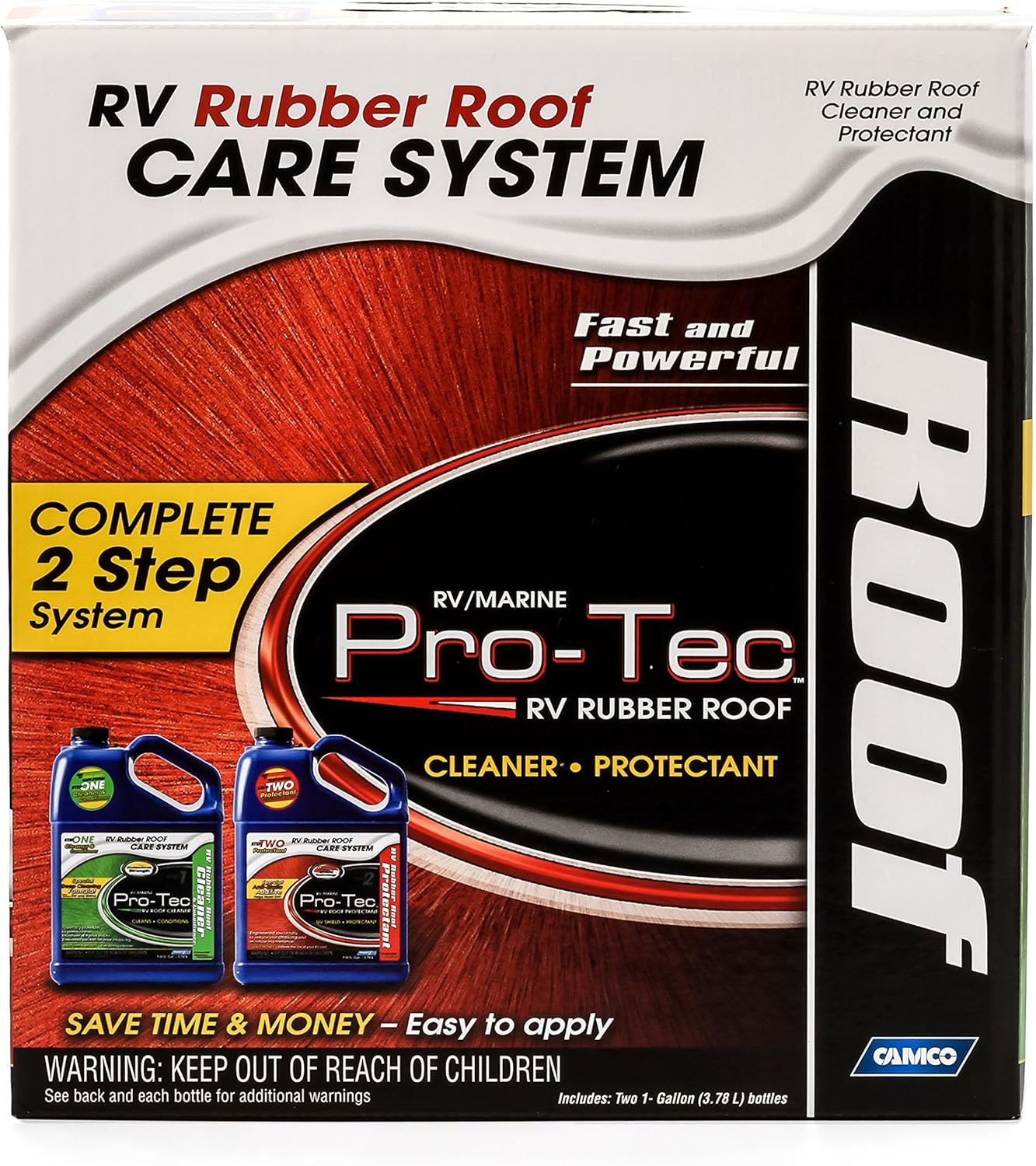 Camco Pro-Tec RV Rubber Roof Care System - Two Step Treatment Rids Dirt and Grime and Reduces Roof Chalking | Extends The Life of RV & Trailer Rubber Roofs - 2 Gallons - 2 Pack