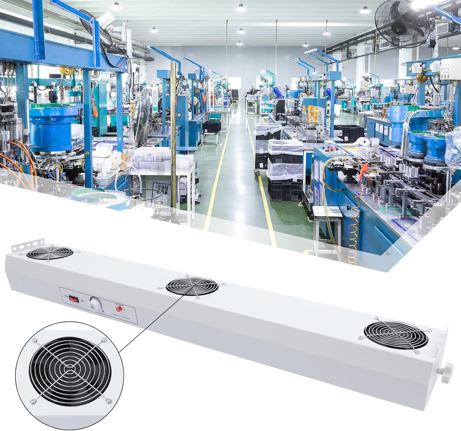 Ionizing Air Blower ESD Blowing Ionizer Static Elimination Ionic Drying Machine with 3 Fan Adjustable Angle Cleanroom Ionizer（1.39 m³/min 110v/60hz）