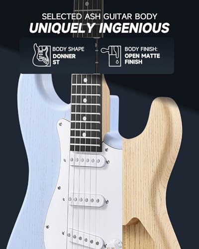 DONNER DST-80 Electric Guitar 39” Beginner Electric Guitar Kit with Amp, Classic SSS Pickup Complete with Gig Bag, Tuner, Capo, Strap, Picks, and Free Online Lessons