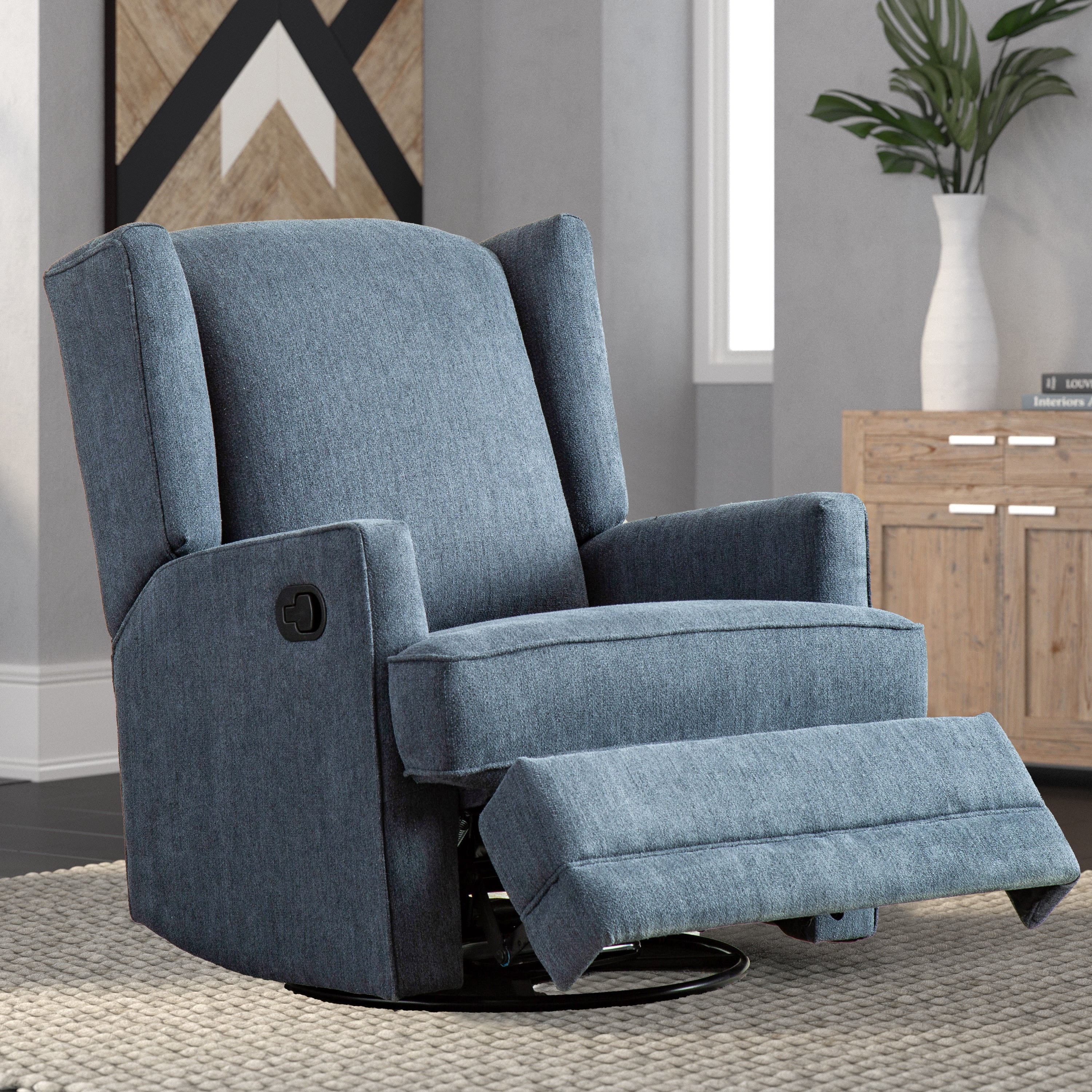 Smithfield Wingback Swivel Glider Recliner - Blue