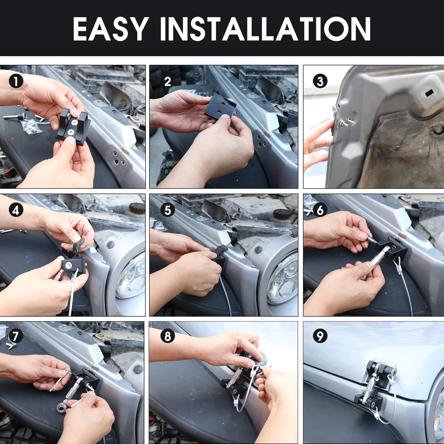 BESTAOO Hood Latches for 2018-2022 Jeep Wrangler JL JLU & Gladiator JT, Anti-Theft Aluminum Hood Lock Catch Latches Kit, Eliminates Hood Flutter, 1 Pair