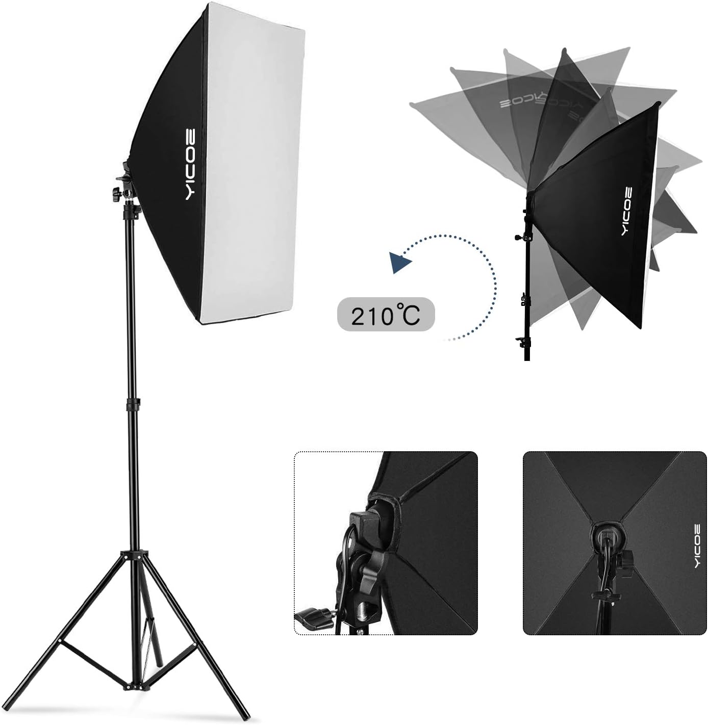 YICOE Softbox Lighting Kit Photography Photo Studio Equipment Continuous Lighting System with 5700K Energy Saving Light Bulb for Portraits Fashion Advertising Photo Shooting Video