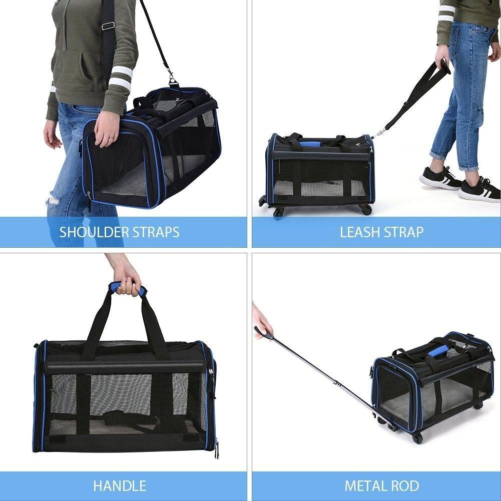 YOUTHINK Pet Wheels Rolling Carrier, Removable Wheeled Travel Carrier for Pets