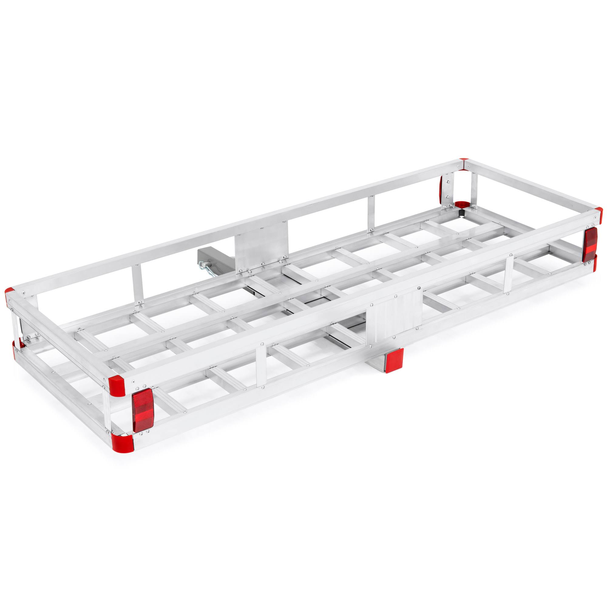 Best Choice Products 60x22in Heavy Duty Aluminum Cargo Carrier Auto Hitch Mount w/ Pin, Clip, 500lb Capacity - Silver
