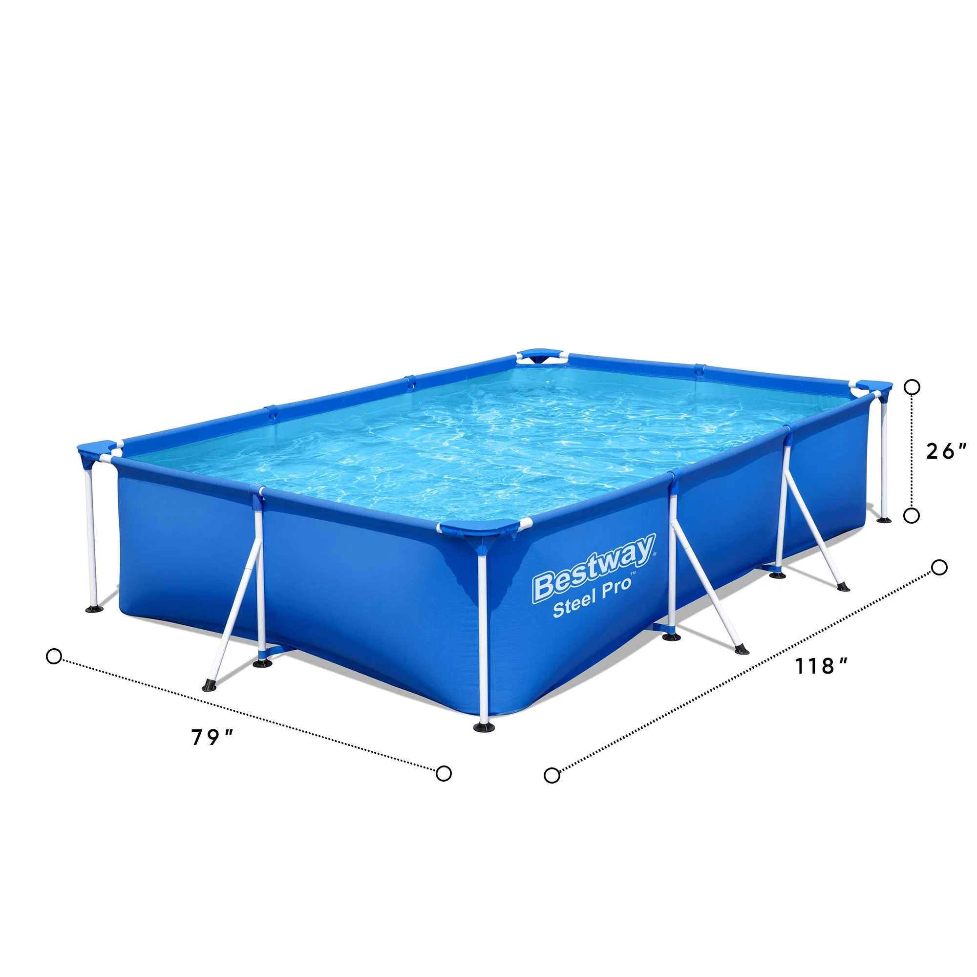 Bestway Steel Pro 9.8'x6.6'x26 Rectangular Above Ground Swimming Pool Set