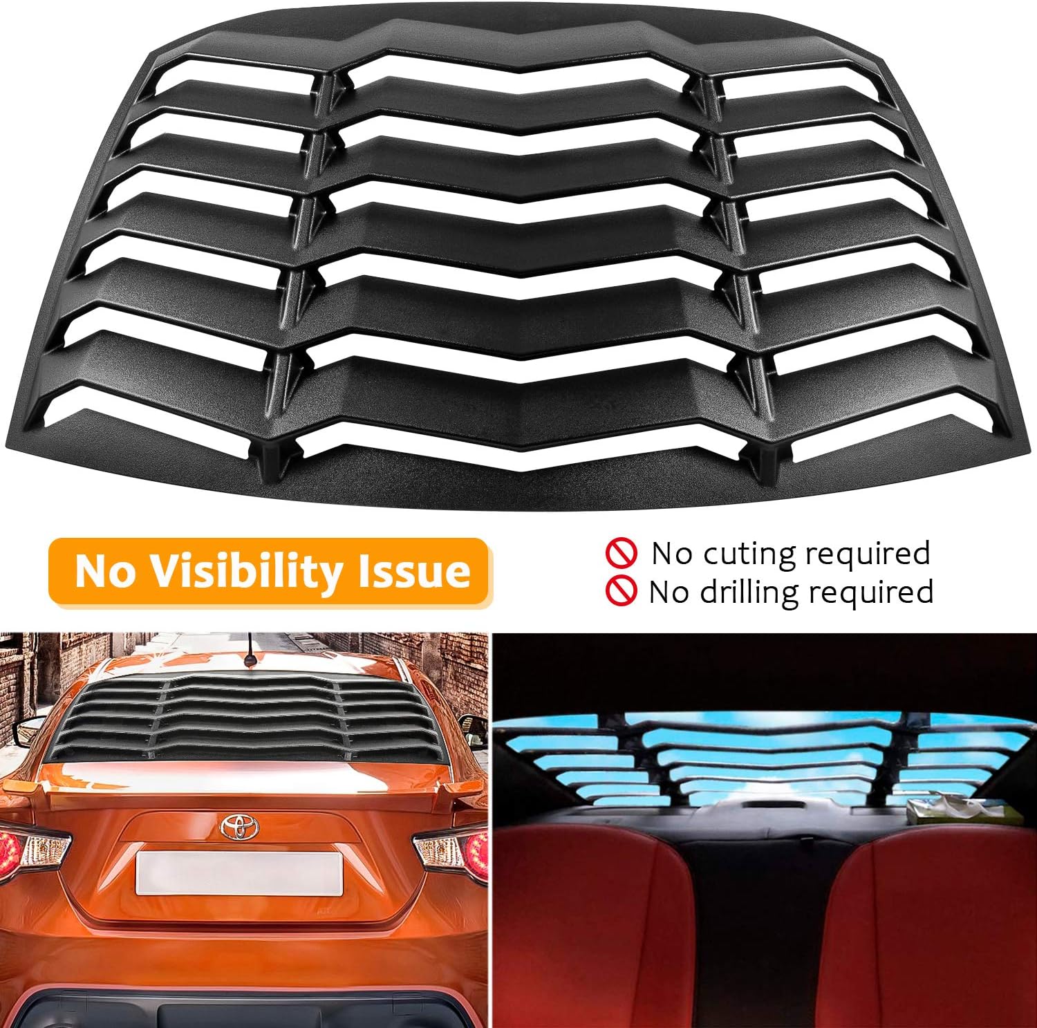 Yoursme Rear Window Louver Fits for Subaru BRZ Scion FR-S Toyota GT86 2013 2014 2015 2016 2017 2018 2019 2020 in GT Lambo Style Fit All Weather ABS (Matte Black)