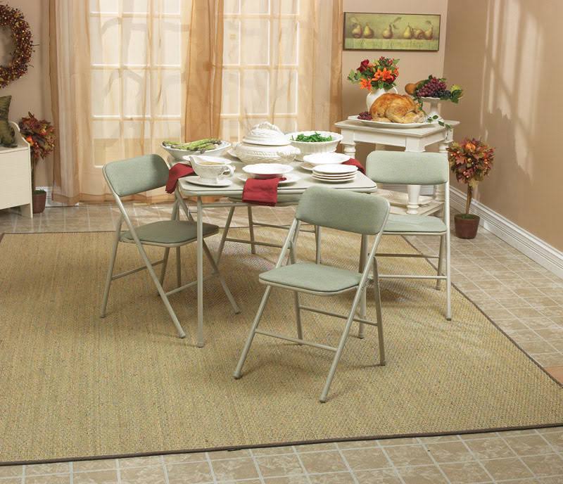 Cosco 5-Piece Folding Table and Chair Set, Wheat