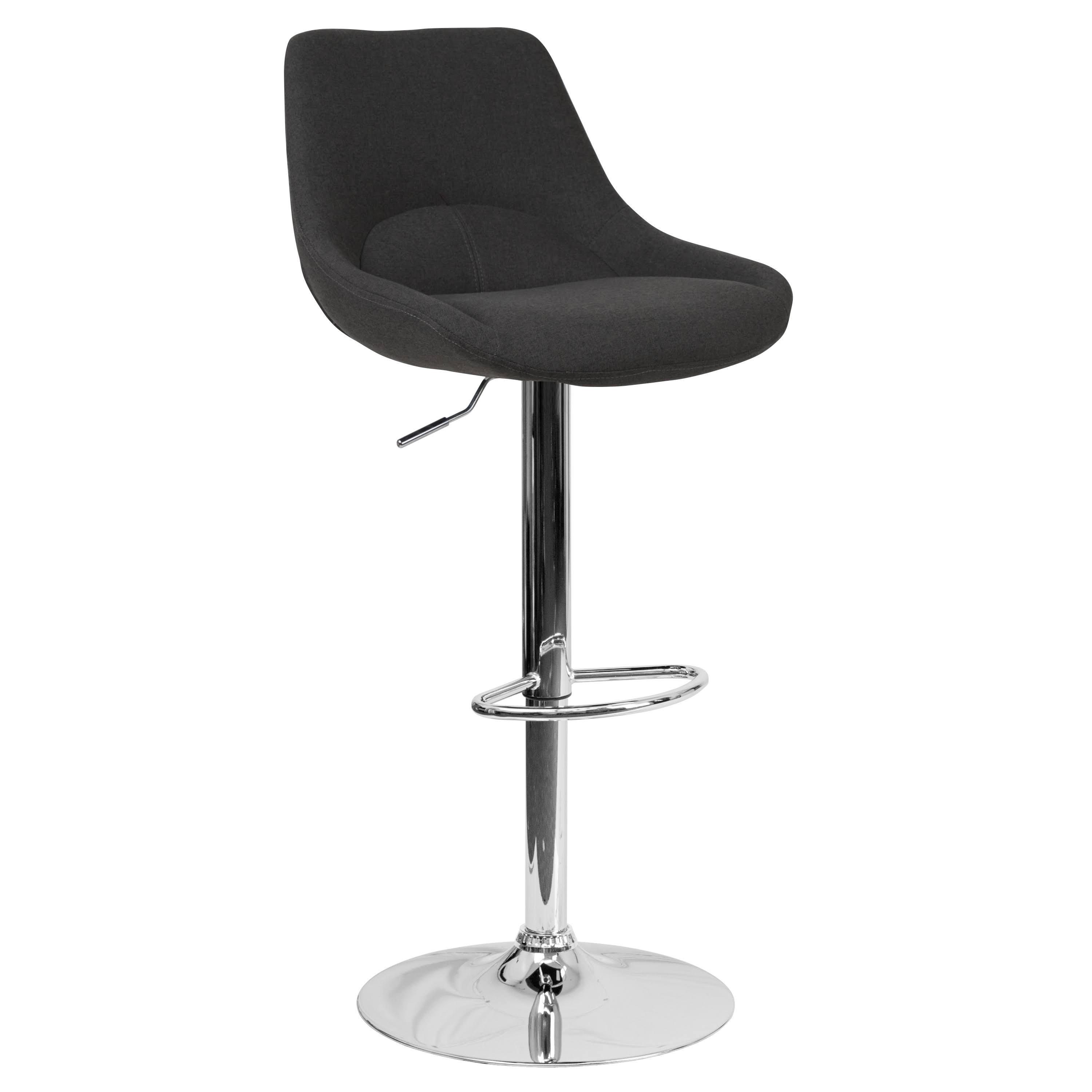 Flash Furniture Contemporary Black Fabric Adjustable Height Barstool with Chrome