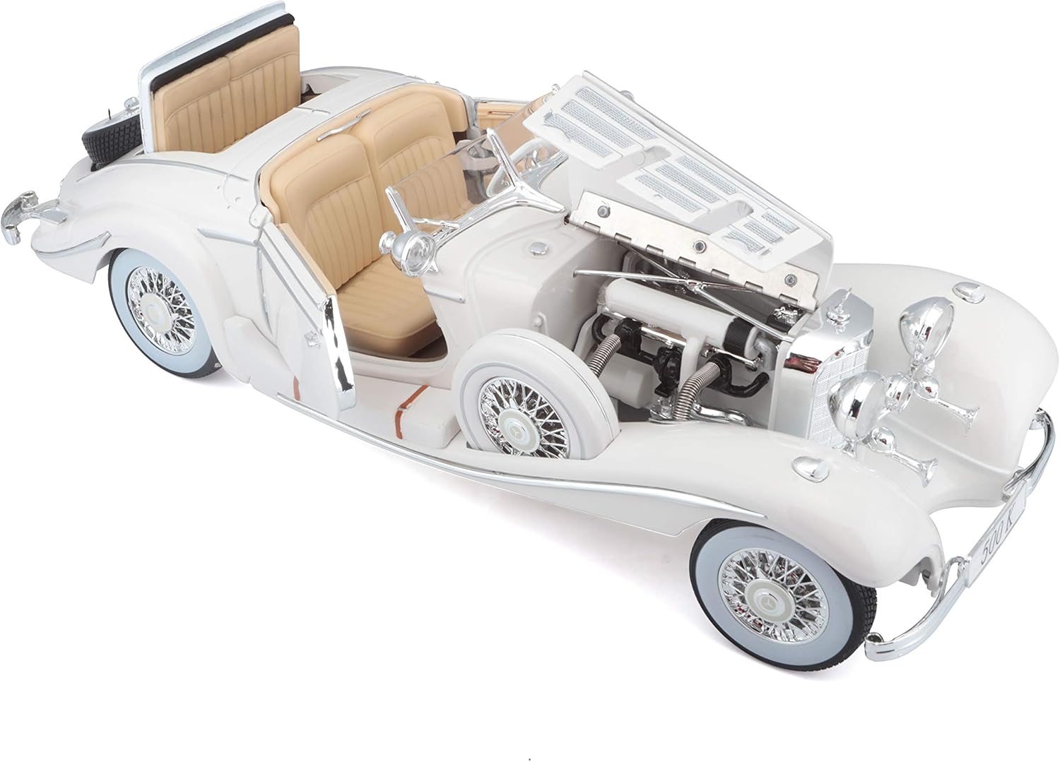 Maisto 1:18 Scale 1936 M-B 500 K Type Specialroadster Diecast Vehicle , White