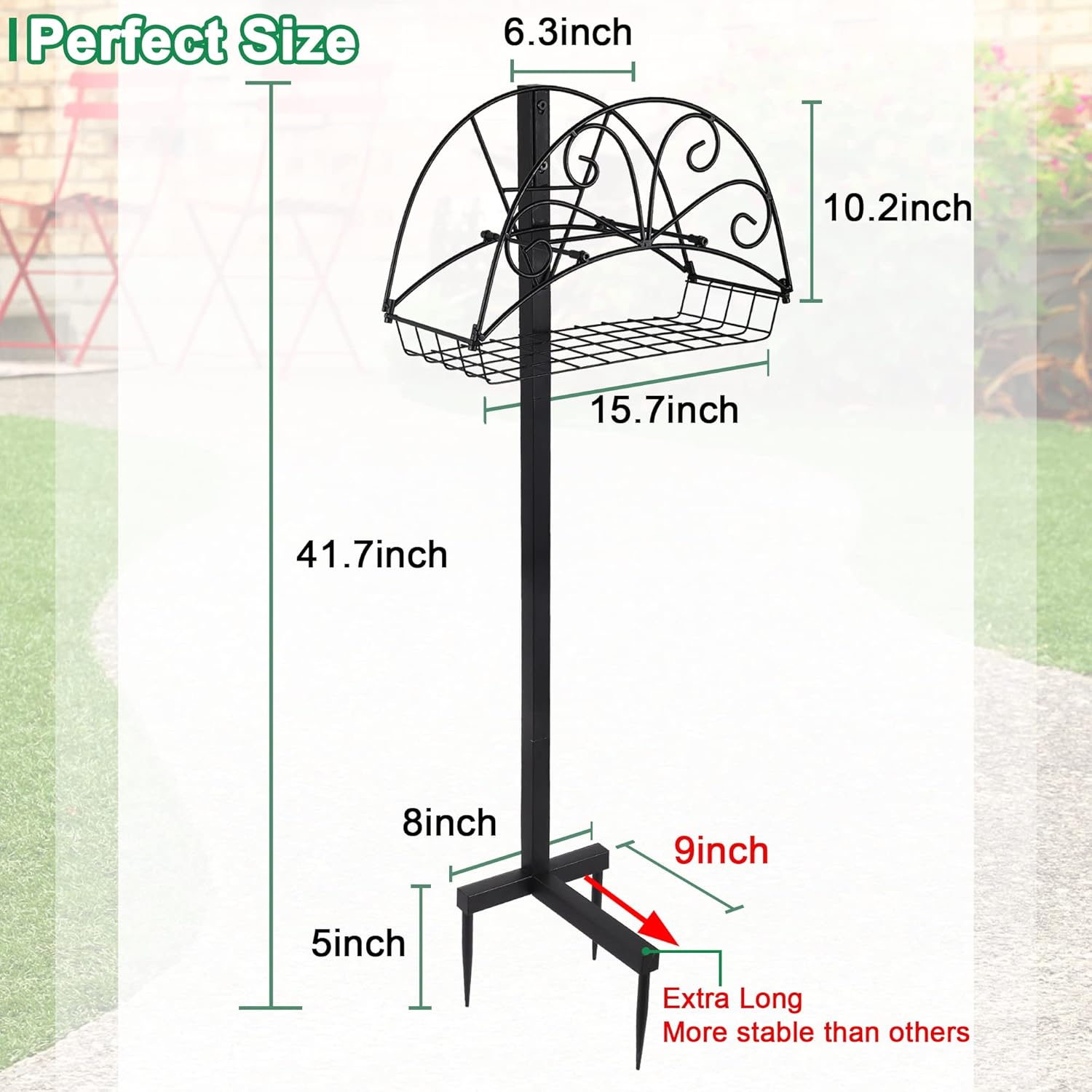 Gardguard Garden Hose Holder Freestanding - Water Hose Stand Hanger with Extra Basket and Large Capacity, Outdoor Detachable Heavy Duty Metal Hose Rack for Outside Garden, Yard, Lawn