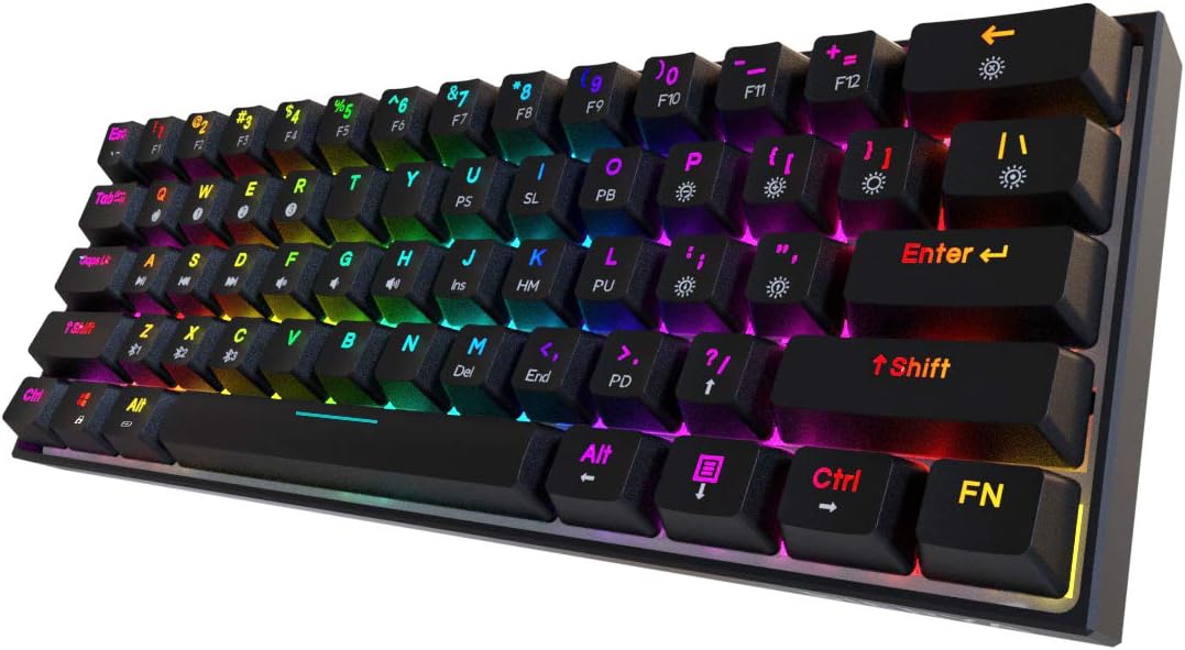 Dierya DK61 Pro 60% Mechanical Gaming Keyboard, Wired/Wireless/Bluetooth Keyboard, 61 Keys RGB Backlit Mini Keyboard, PBT Keycap Mini Keyboard with Full Keys Programmable(Gateron Optical Red Switch)