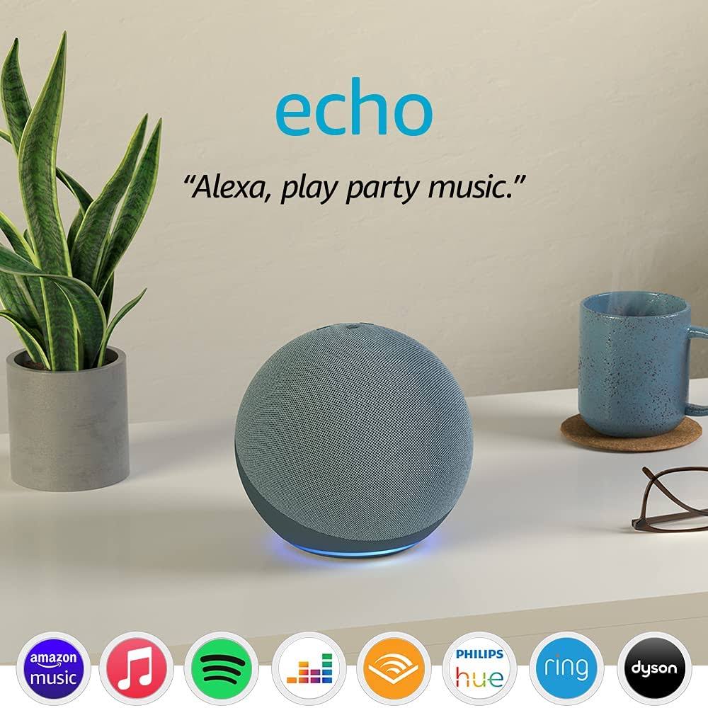 Echo (4th Generation) | with Premium Sound, Smart Home Hub and Alexa | Twilight Blue