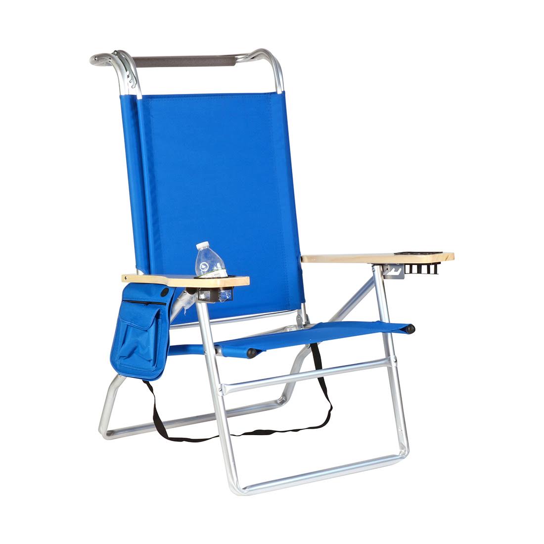 Deluxe 4 Reclining Positions Lightweight High Aluminum Beach Chair with Canopy Shade, Drink Holder, Storage Pouch 920