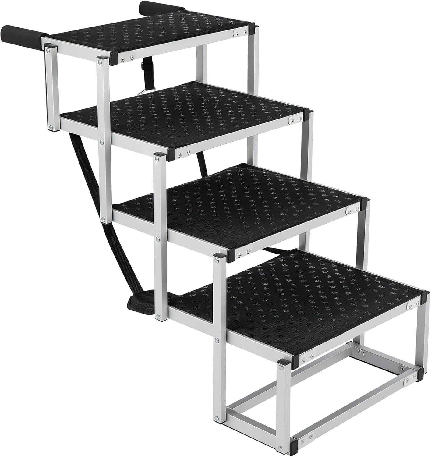 Domaker Dog Stairs for Large Dogs, Foldable Aluminum Lightweight Pet Ramps,Accordion Pet Ladder Dog Car Steps with Non-Slip Surface for High Beds, Trucks, Cars and SUV, Supports up to 150 lbs,4 Steps Pack of 2