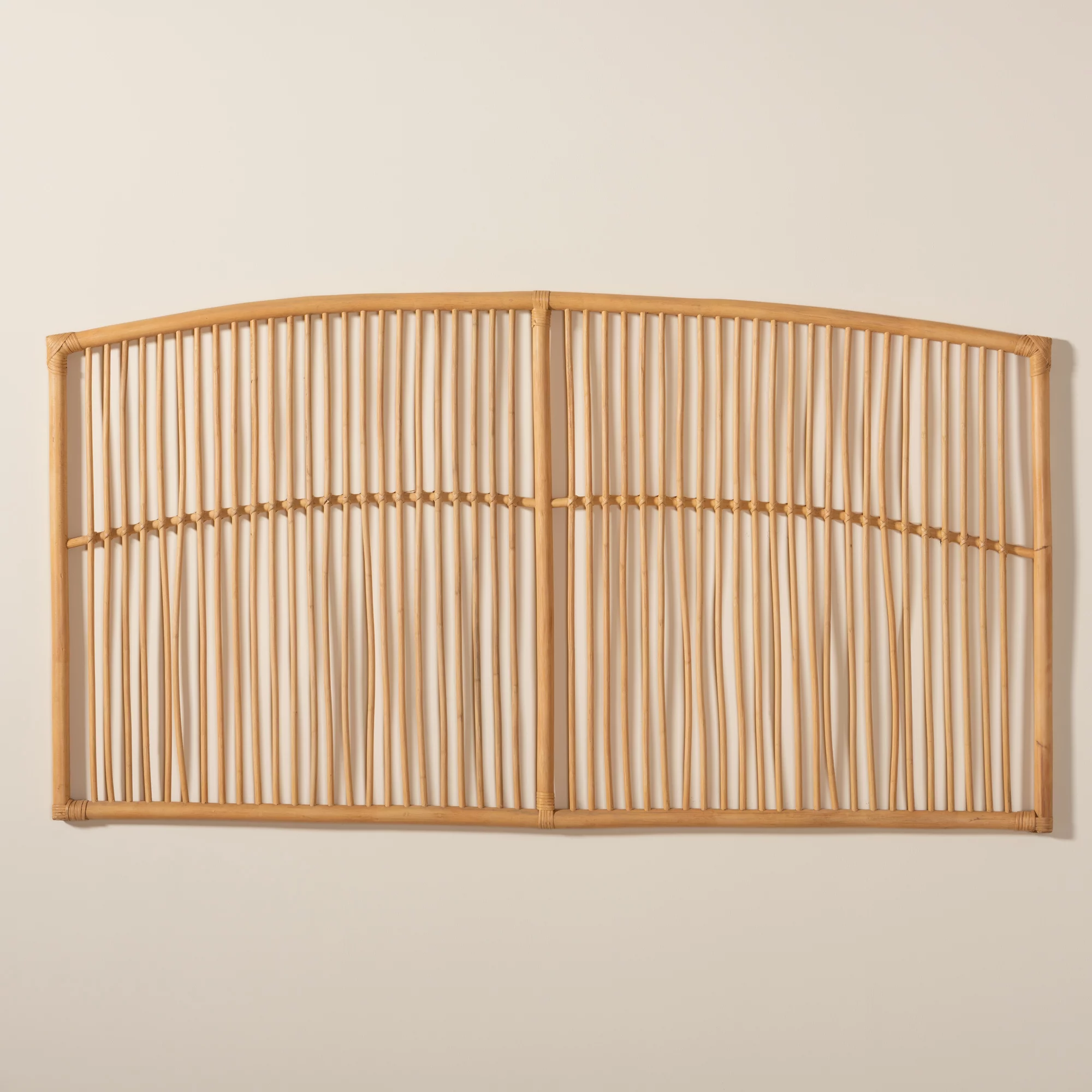 bali & pari Malvina Modern Bohemian Natural Brown Rattan Queen Size Wall-Mount Headboard